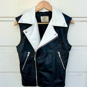 Black and White Leather Vest